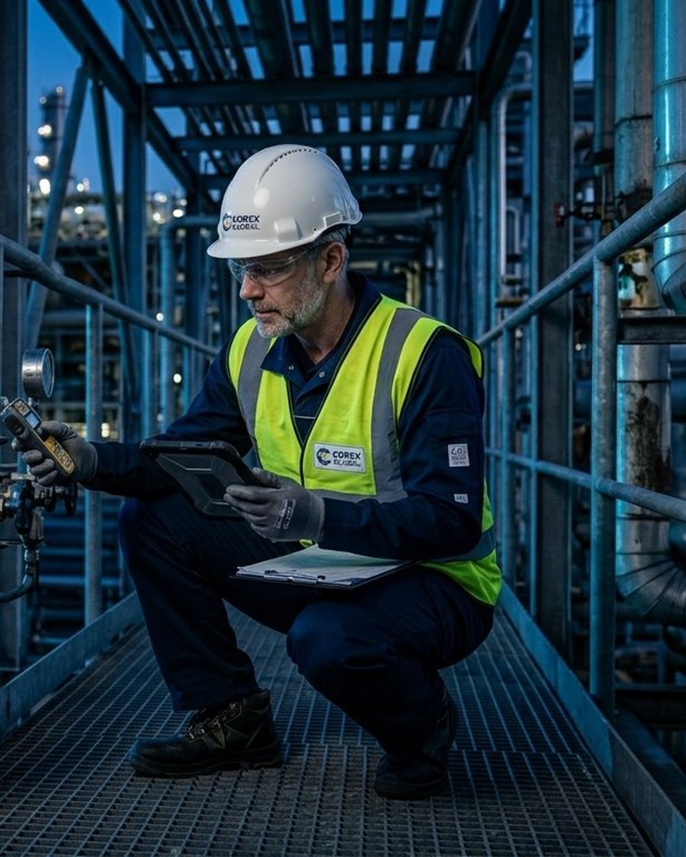 Fachkraft für Arbeitssicherheit von COREX Consulting bei der Anlagenbegehung